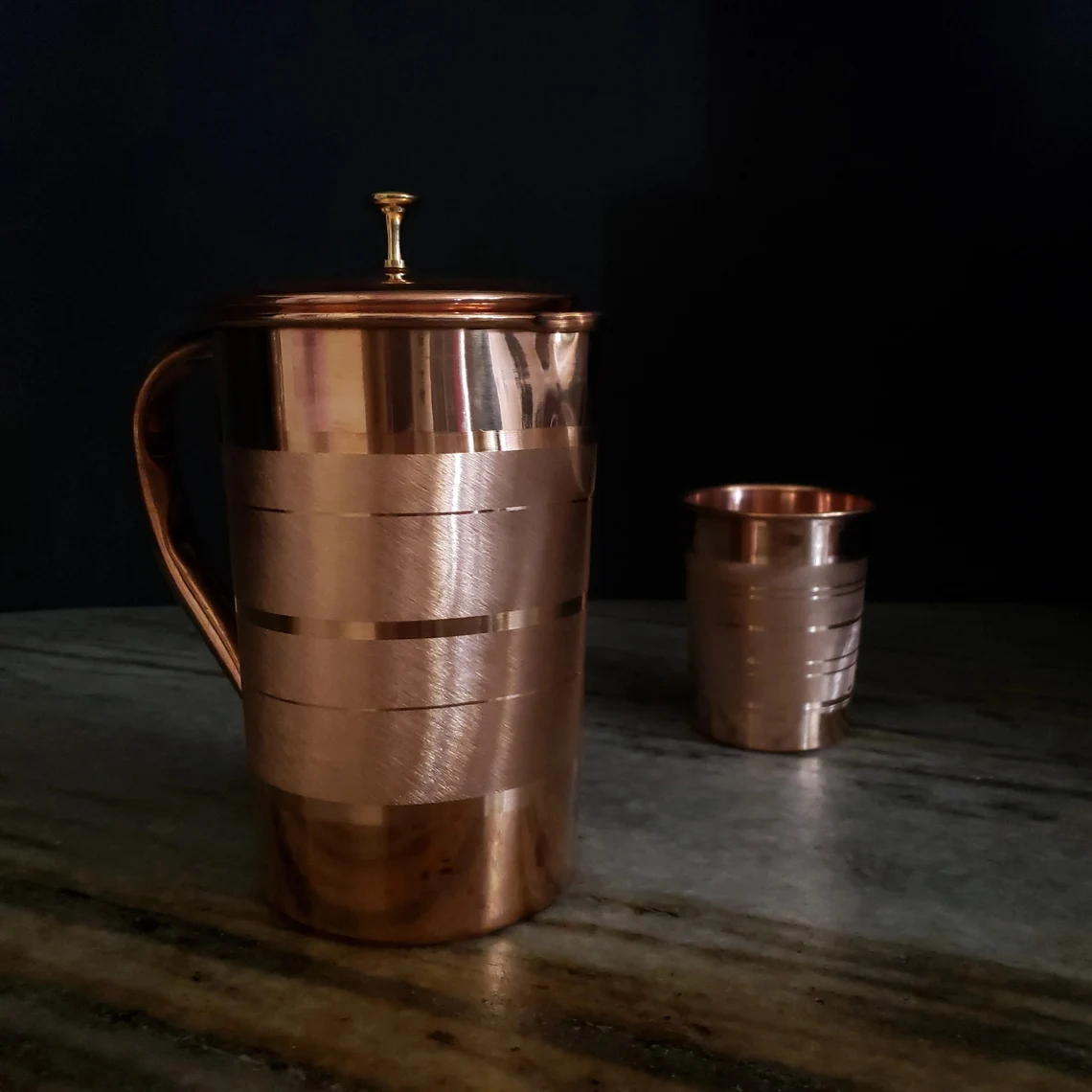 Copper Water Pitcher with Handle